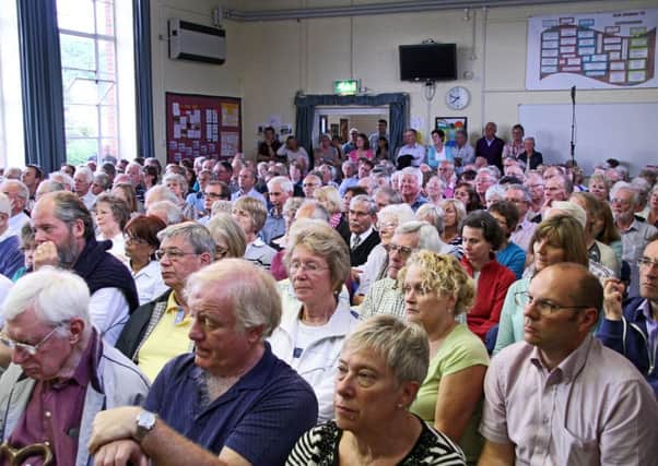 Storrington green field meeting Crowded hall