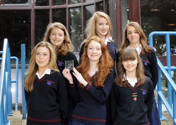 L-R (Front) Olivia Perry, 15, Nicola Fairman, 16, Ellie Rowe, 16, ( back) Rebecca Hoibak, 16, Hannah Walsh, 16, and  Katie Randall, 16