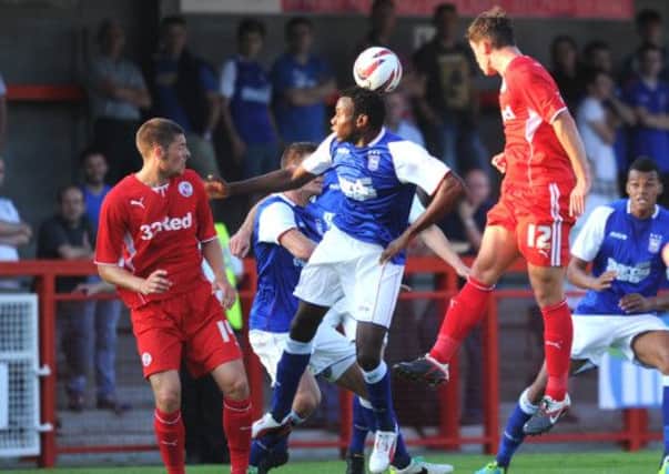 Crawley Town attack the Ipswich defence (Pic by Jon Rigby)