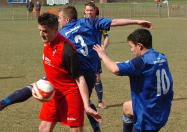 New Westfield signing Dominic Clarke in action for Rye United against Sidley United on Easter Monday