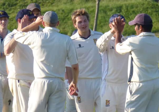 Hastings Priory seconds celebrate taking a wicket against East Grinstead last weekend. Picture by Simon Newstead