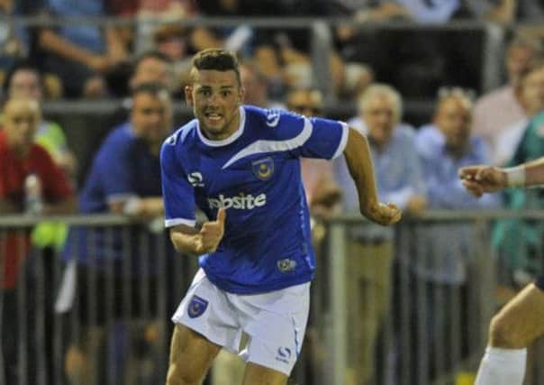 Danny East gets his first taste of action for Pompey against the Hawks on Tuesday night  Picture: Ian Hargreaves
