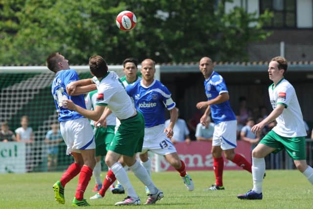 Action from a sun-baked Nyewood Lane as the Rocks and Pompey do battle  Picture by Paul Jacobs