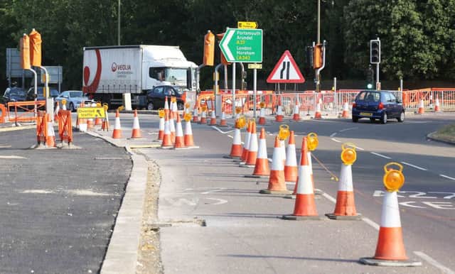 Temporary lights at the Grove Lodge roundabout