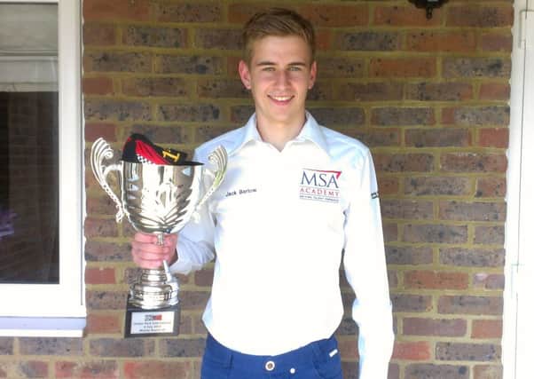 Jack Barlow clutches the trophy he won at Oulton Park earlier this month. Picture by Joe McPhee