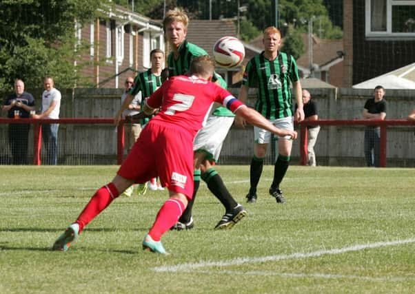 Crawley Town's Billy Clarke scores the first of his two goals. Burgess Hill Town v CrawleyTown, Leylands Park, Maple Drive, Burgess Hill, West Sussex RH15 8DL
Date 20-07-2013
Picture by Ken Sparks
Mobile 07968 045353 (Ken Sparks Photography) - 7 Leslie Park Road, East Croydon, Surrey CR0 6TN - Tel: 020 8655 2129 - Fax: 020 8655 2129