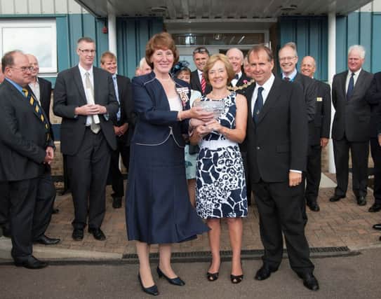 Peter and Miriam Webb receiving the Queens Award for Enterprise by the Lord Lieutenant of Sussex,  Susan Pyper, last September.