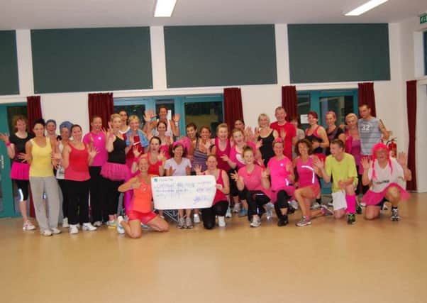 Esther Featherstone and Zumba class after three-hours raising money for Chestnut Tree House
