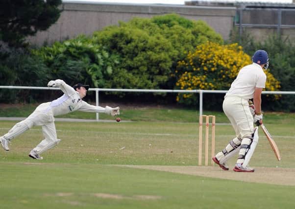 Johnathan Haffenden survives a scare during his magnificent 104 not out for Bexhill against Findon last weekend. Picture by Tony Coombes Photography (eh30302c)