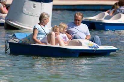 Enjoying a trip around Hotham Park boating lake