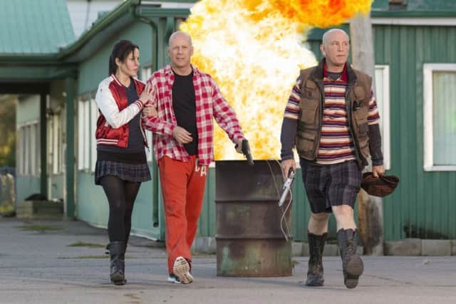 Undated Film Still Handout from Red 2. Pictured: MARY-LOUISE PARKER as Sarah, BRUCE WILLIS as Frank and JOHN MALKOVICH a Marvin. See PA Feature FILM Willis. Picture credit should read: PA Photo/Entertainment One. WARNING: This picture must only be used to accompany PA Feature FILM Willis.