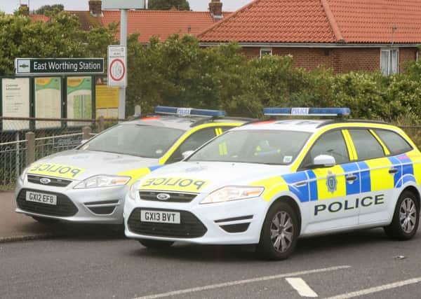 Police cars outside East Worthing station. Picture by Eddie Mitchell.
