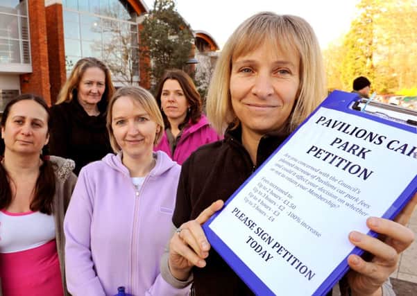 Susan Michaelis launching Pavilions car park petition back in 2012. photo by derek martin