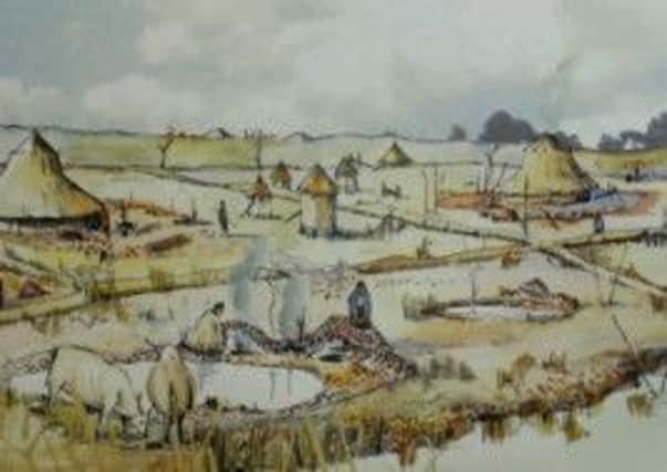 Reconstruction of Bronze Age Settlement. Copyright of Andrew Hall, Cambridge Archaeological Unit