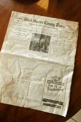 JPCT 280613 Old copy of the West Sussex County Times from 1942 found at Horsham Matters. Photo by Derek Martin