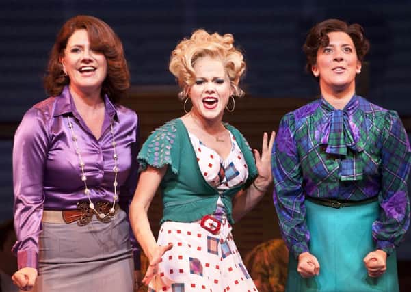 9 to 5 The Musical at the Theatre Royal Brighton. Jackie Clune as Violet Newstead, Amy Lennox as Doralee Rhodes and Natalie Casey as Judy Bernly. Photo Credit Simon Annand.