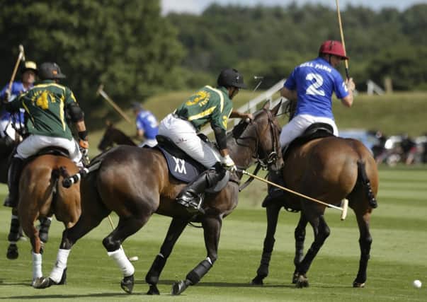 Golden Falcons (green) v Dell Park (blue) in the Jaeger Le Coultre Challenge Cup final at Cowdray Park   Picture by Clive Bennett