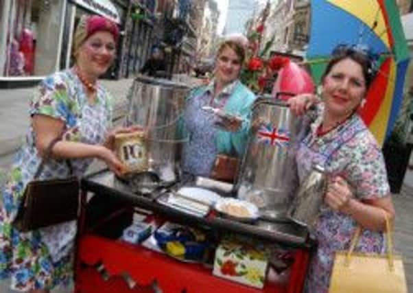 TEA LADIES ON TOUR CELEBRATING 75 YEARS OF PG TIPS, IN MANCHESTER