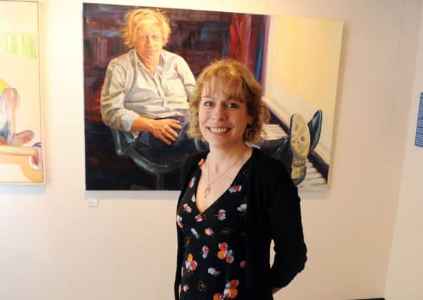 Claire Phillips, one of the exhibitors at Littlehampton earlier this year, with her portrait of London mayor Boris Johnson