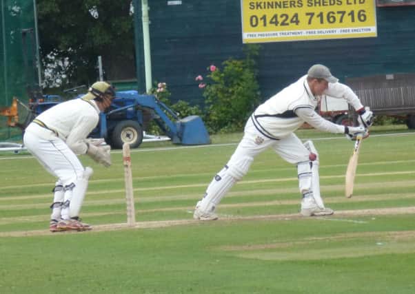 Hastings Priory batsman Byron Gould survives an lbw appeal during the win over Three Bridges. Picture by Simon Newstead