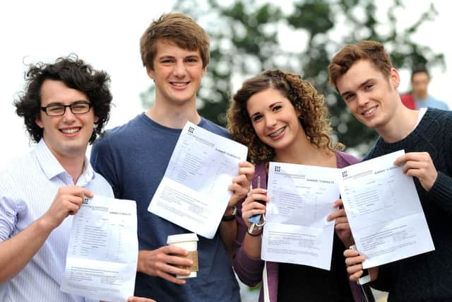 Students receive their A level results at Central Sussex College, Haywards Heath