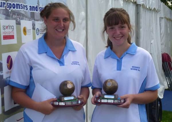 Battle Bowls Club starlet Emma Cooper (right) and Lorraine Kuhler with their trophies
