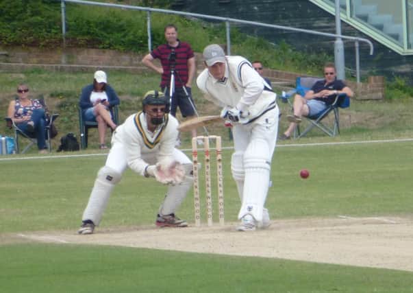 Byron Gould at the crease for Hastings Priory in their Sussex Premier League victory over Three Bridges last weekend. Picture by Simon Newstead
