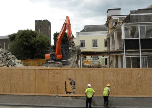 Contractors completing the demolition of the former Arun housing offices in Church Street, Littlehampton