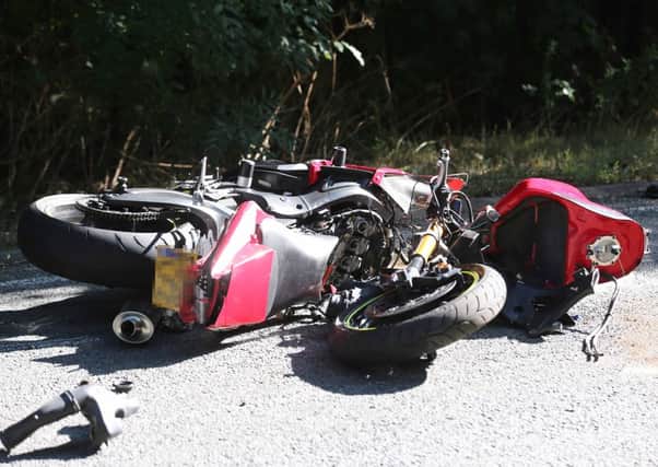 The collision happened with such force, it snapped the motorbike in half, an eye witness said