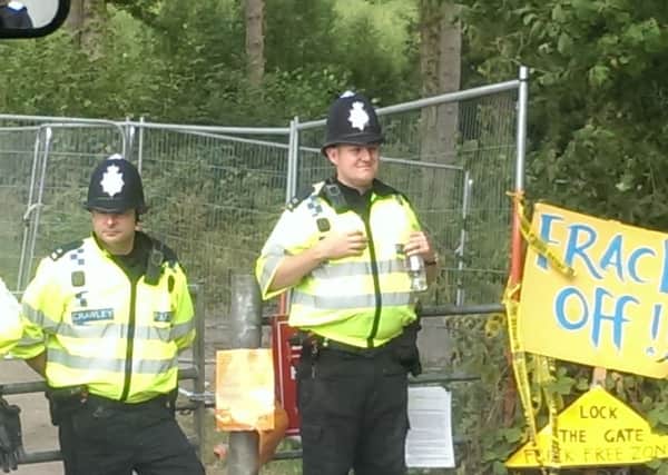 Police at the Balcombe site.