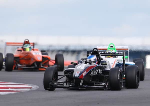 Jack Barlow leads two other drivers at Silverstone last weekend. Picture courtesy Jakob Ebrey Photography