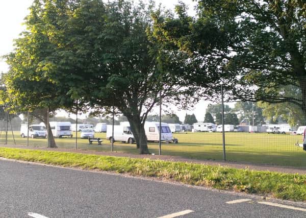Travellers moved into Middle Road Recreation Ground in Shoreham on Thursday