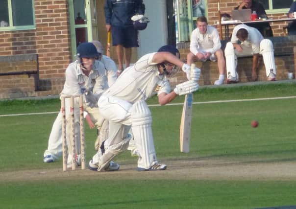 Josh Poysden pushes forward during Hastings Priory's win over the Sussex Development XI. Picture by Simon Newstead