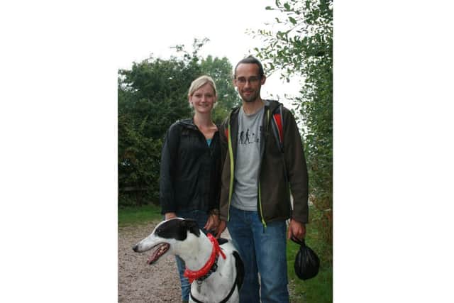 Helen Clinch and Allan Spraggon with greyhound Mo