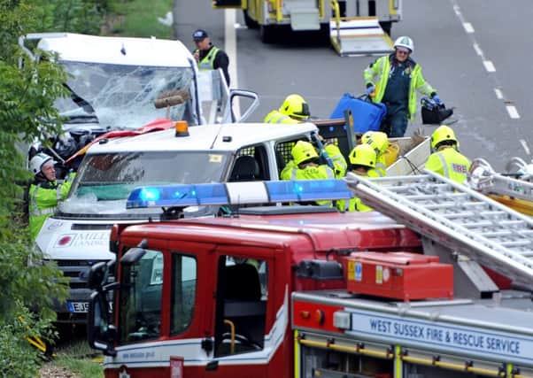 JPCT 300813 S13360184x Horsham. A24. Two vehicle collision -photo by Steve Cobb