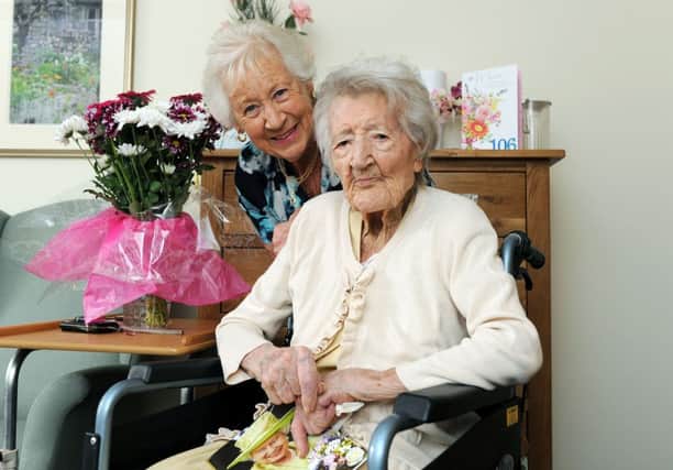 Norah Rossell, 106, celebrates her birthday with daughter, Gwenda, on Tuesday