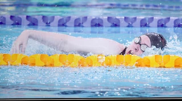 Kirsty Stewart swimming in the 100m freestyle at the Special Olympics National Summer Games