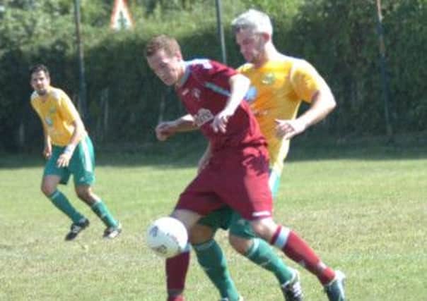 Lewis Hole, pictured here against Westfield last week, put Little Common ahead against Lancing