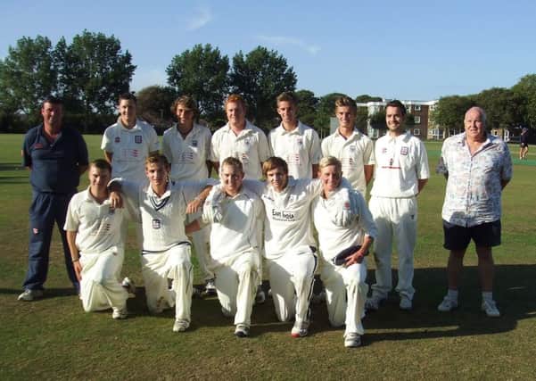 Bexhill Cricket Club's first team is all smiles after clinching promotion from Sussex Division Two. Picture courtesy Mr & Mrs Bristow-Diamond