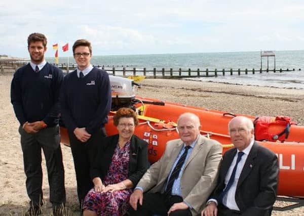 Members of the West Kent Freemasons donate the new lifeboat, Mandalay, to Littlehamptons RNLI lifeguards