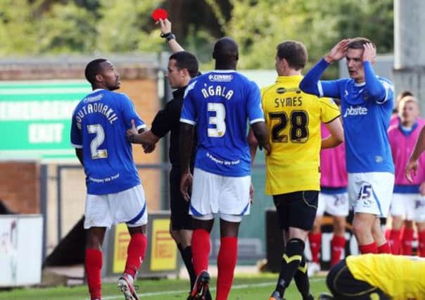 Yassin Moutaouakil gets his marching orders at Burton Picture: Joe Pepler