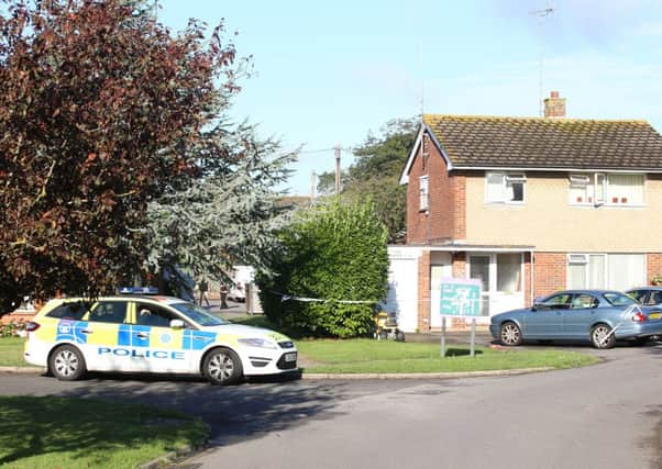 Police outside the scene of the stabbing, in Rustington    PHOTO: Eddie Mitchell