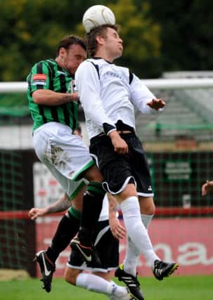 Burgess Hill (Green and black) v Alton in the FA cup. Photo Steve Robards