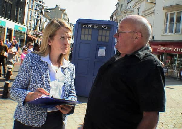Katy Bourne in Hastings Town Centre meeting the public