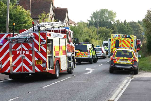 The scene of the accident in Tinwood Lane, Halnaker. PICTURE BY EDDIE MITCHELL