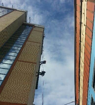 The abseil down the Ramada Plaza hotel in Crawley for the Amber Foundation - picture submitted
