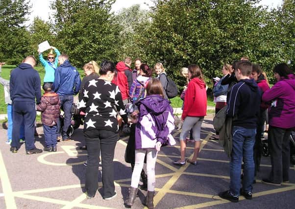Enthusiastic parents and children completed a circular route around the park