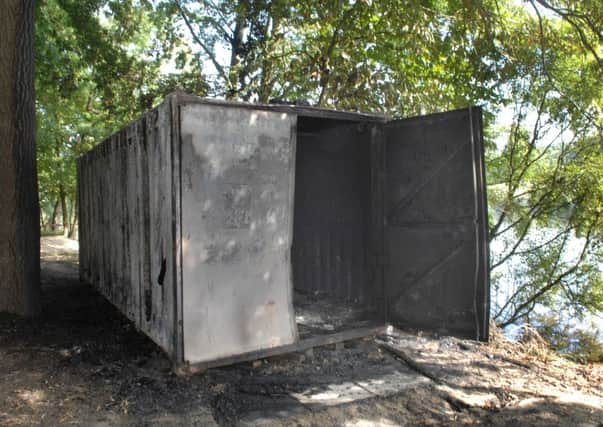 jpco-25-9-13 Container set alight next to Boating House at Campbells Lake (Pic by Jon Rigby)