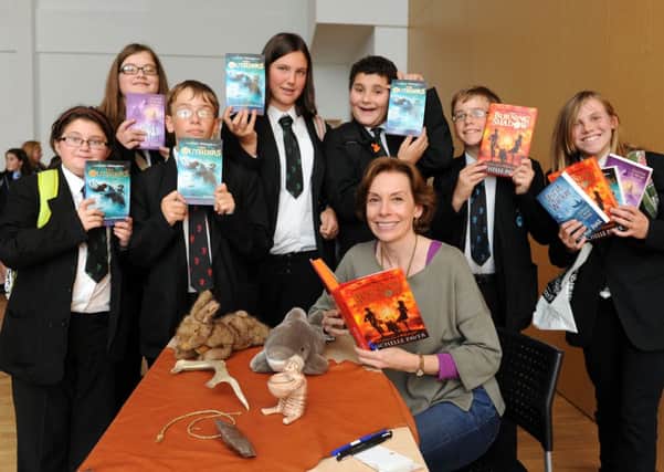 W40081H13   Author Michelle Paver visits Shoreham Academy and signs copies of new book, The Burning Shadow