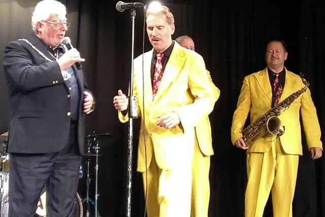 Adur Council chairman Mike Mendoza on stage with The Jive Aces at the Shoreham Centre on Sunday, September 29